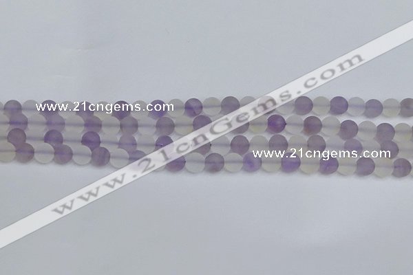 CNA736 15.5 inches 6mm round matte amethyst & white crystal beads