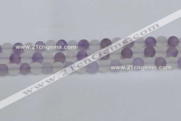 CNA738 15.5 inches 10mm round matte amethyst & white crystal beads