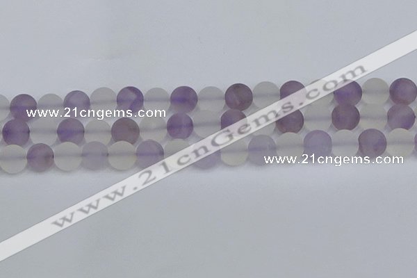 CNA739 15.5 inches 12mm round matte amethyst & white crystal beads