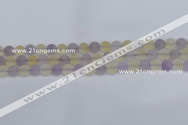 CNA742 15.5 inches 8mm round matte amethyst & citrine beads