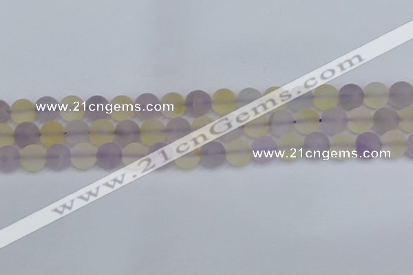 CNA743 15.5 inches 10mm round matte amethyst & citrine beads