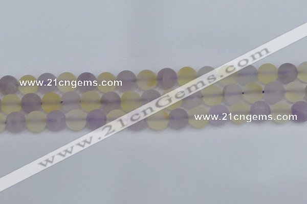 CNA744 15.5 inches 12mm round matte amethyst & citrine beads