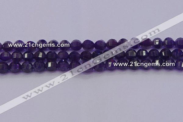 CNA752 15.5 inches 8mm faceted round natural amethyst beads