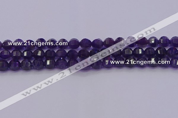 CNA752 15.5 inches 8mm faceted round natural amethyst beads