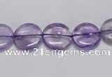 CNA820 15.5 inches 10mm flat round natural light amethyst beads