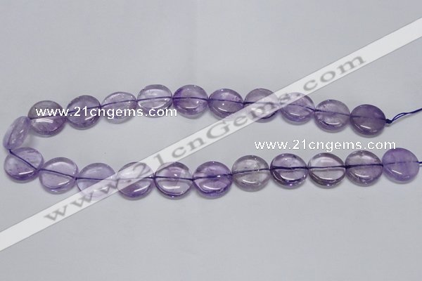 CNA821 15.5 inches 12mm flat round natural light amethyst beads