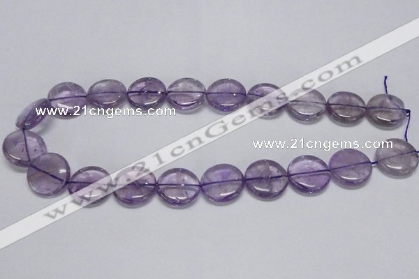 CNA825 15.5 inches 20mm flat round natural light amethyst beads