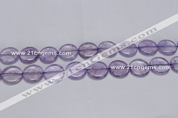 CNA826 15.5 inches 25mm flat round natural light amethyst beads