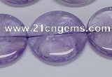 CNA827 15.5 inches 30mm flat round natural light amethyst beads