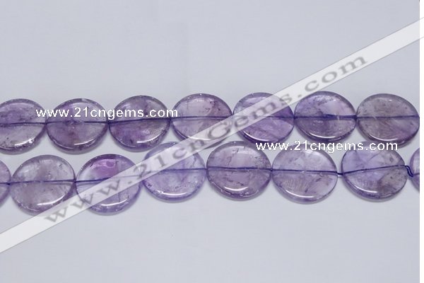 CNA828 15.5 inches 35mm flat round natural light amethyst beads