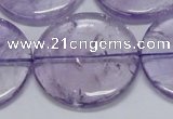 CNA829 15.5 inches 40mm flat round natural light amethyst beads