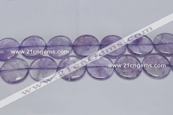 CNA829 15.5 inches 40mm flat round natural light amethyst beads