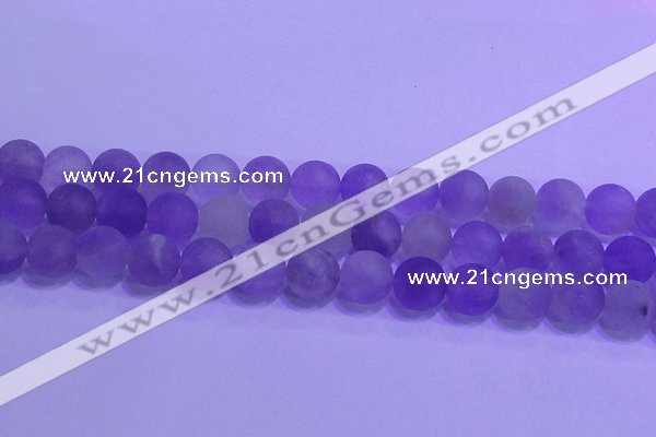 CNA915 15.5 inches 14mm round matte amethyst gemstone beads