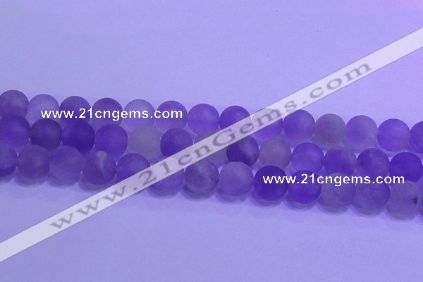 CNA915 15.5 inches 14mm round matte amethyst gemstone beads