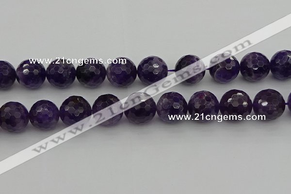 CNA919 15.5 inches 18mm faceted round natural amethyst beads