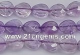 CNA924 15.5 inches 10*10mm faceted flat teardrop natural amethyst beads