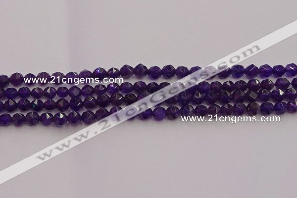 CNA936 15.5 inches 6mm faceted nuggets amethyst gemstone beads