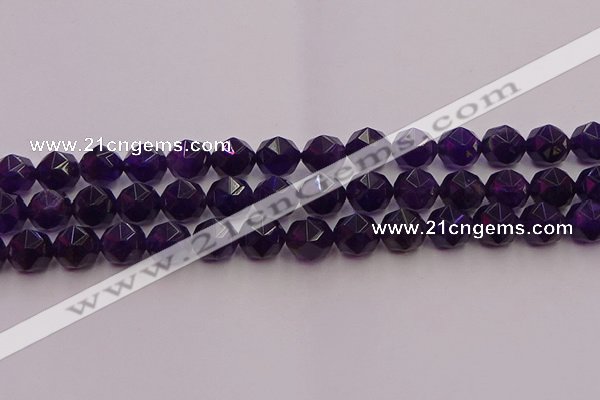 CNA939 15.5 inches 12mm faceted nuggets amethyst gemstone beads