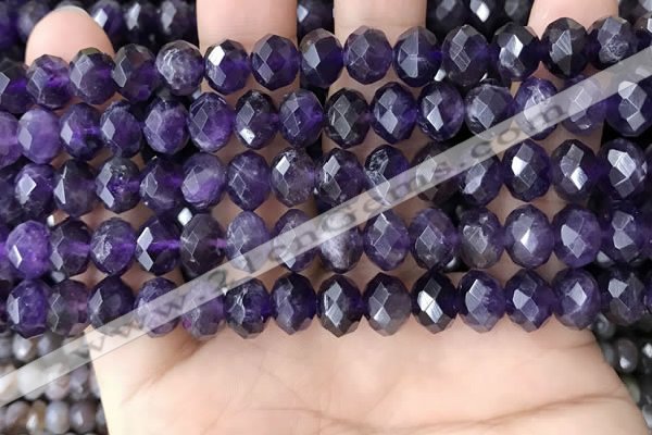 CNA996 15.5 inches 7*10mm faceted rondelle amethyst beads wholesale