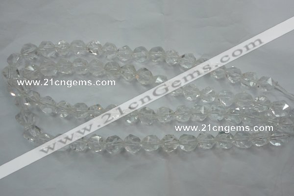 CNC101 15 inches 8mm faceted nuggets white crystal beads