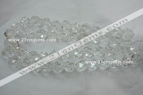 CNC104 15 inches 14mm faceted nuggets white crystal beads