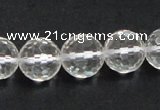 CNC11 15.5 inches 14mm faceted round grade AB natural white crystal beads