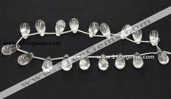 CNC14 15.5 inches 12*22mm teardrop grade AB natural white crystal beads