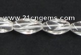 CNC20 8*18mm twisted rice grade AB natural white crystal beads