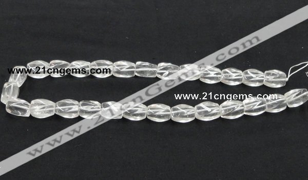 CNC21 10*15mm twisted oval grade AB natural white crystal beads