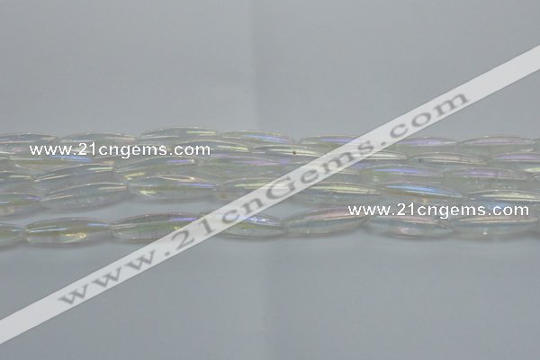 CNC211 15.5 inches 6*22mm rice AB-color white crystal beads