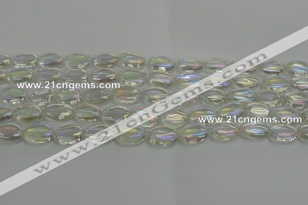 CNC216 15.5 inches 10*14mm oval AB-color white crystal beads