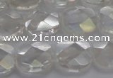 CNC220 15.5 inches 10*10mm faceted square AB-color white crystal beads