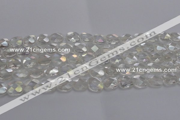 CNC220 15.5 inches 10*10mm faceted square AB-color white crystal beads