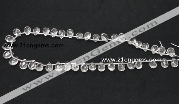 CNC30 8*12mm briolette grade AB natural white crystal beads wholesale