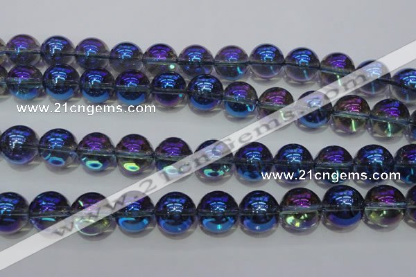 CNC305 15.5 inches 14mm round AB-color white crystal beads