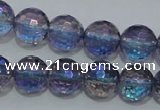 CNC312 15.5 inches 8mm faceted round AB-color white crystal beads