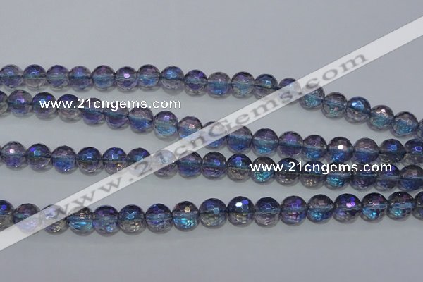 CNC312 15.5 inches 8mm faceted round AB-color white crystal beads