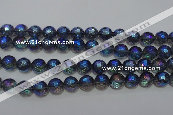 CNC315 15.5 inches 14mm faceted round AB-color white crystal beads