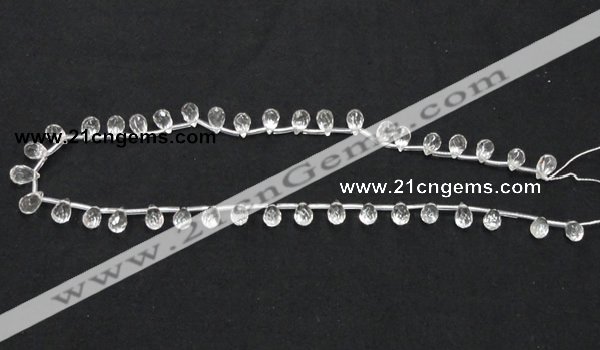 CNC32 6*9mm faceted teardrop grade AB natural white crystal beads