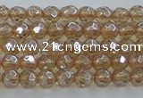 CNC516 15.5 inches 4mm faceted round dyed natural white crystal beads