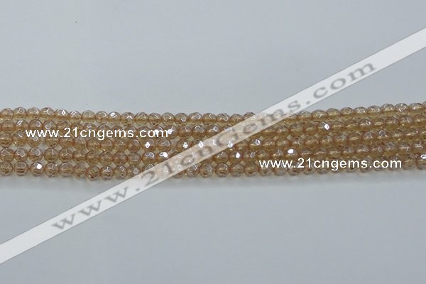 CNC516 15.5 inches 4mm faceted round dyed natural white crystal beads