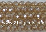 CNC517 15.5 inches 6mm faceted round dyed natural white crystal beads