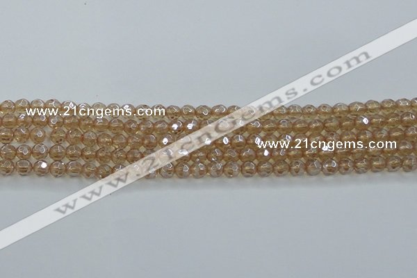 CNC517 15.5 inches 6mm faceted round dyed natural white crystal beads