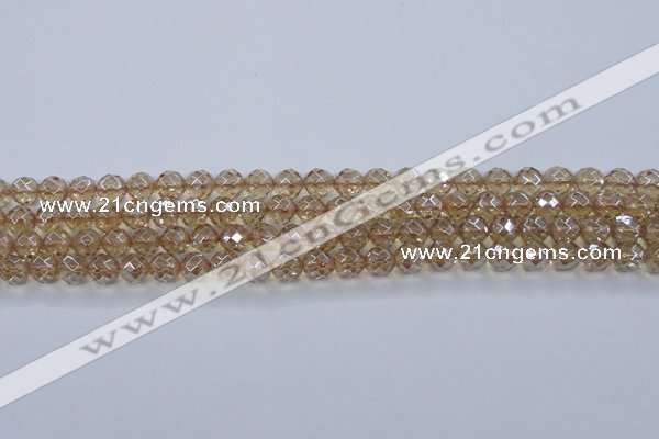 CNC518 15.5 inches 8mm faceted round dyed natural white crystal beads