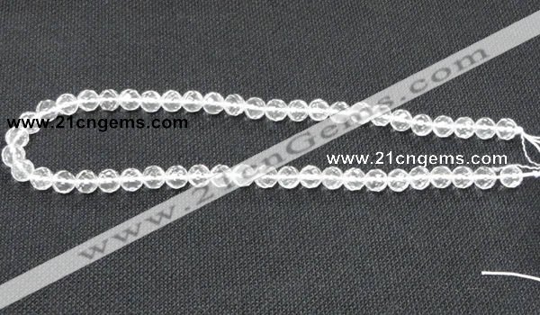 CNC52 15.5 inches 8mm faceted round grade A natural white crystal beads