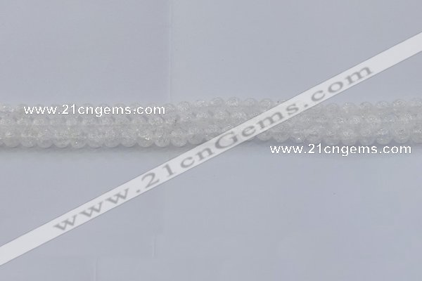 CNC550 15.5 inches 4mm round natural crackle white crystal beads