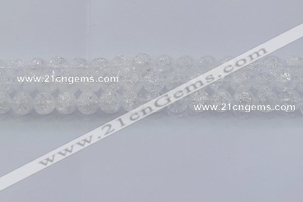 CNC553 15.5 inches 10mm round natural crackle white crystal beads