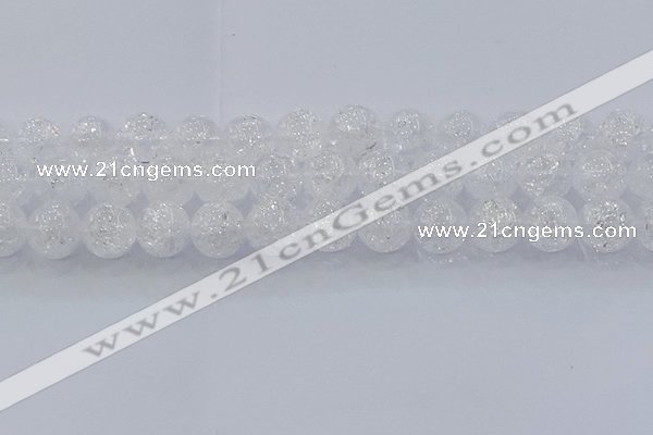 CNC555 15.5 inches 14mm round natural crackle white crystal beads