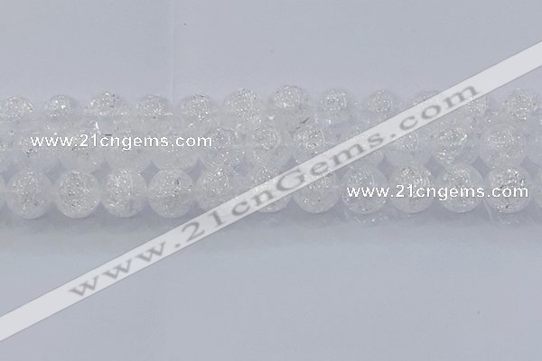 CNC556 15.5 inches 16mm round natural crackle white crystal beads