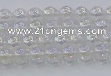 CNC560 15.5 inches 4mm round plated crackle white crystal beads